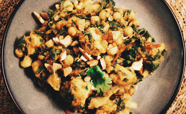 Vegan Cauliflower & Kale Chick Pea Curry & A Chat About Meat