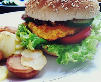 Vegansk burger med linsebøf