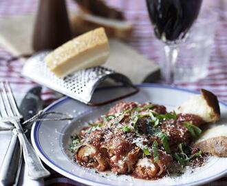 Cannelloni med skinke og feta