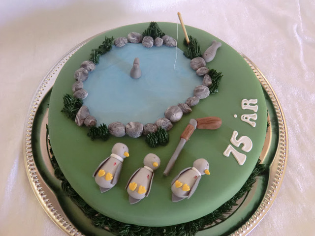 Jagt og fiskeri kage til 75 år's fødselsdag