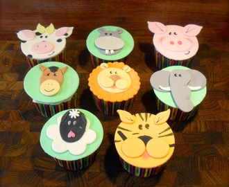 Fødselsdagscupcakes med dyr