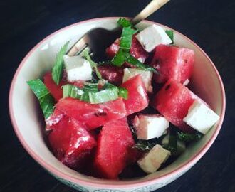 Trylleri med vandmelon, feta & mynte