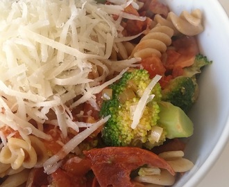 Pasta med Chorizo og Broccoli