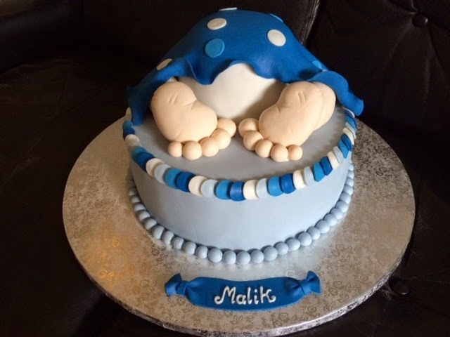Babyrumpe dåbs-/1 års kage (Baby rump) i blå nuancer
