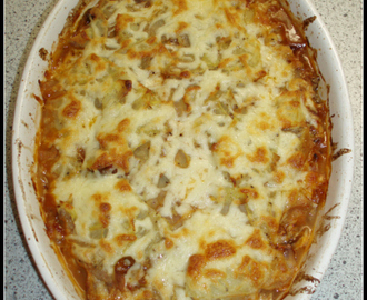 Fad i ovnen med oksefars, kartofler og champignon