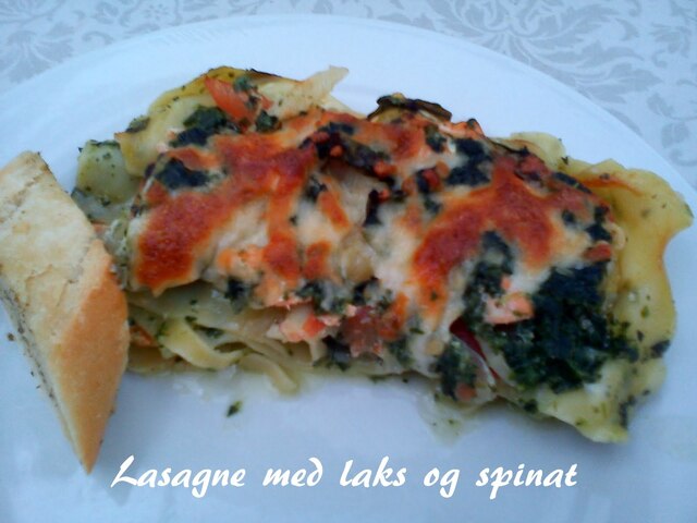 Lasagne med laks og spinat