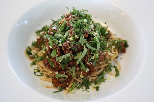 Spaghetti Bolognese med gremolata