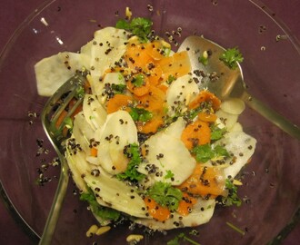 quinoasalat med rå jordskokker og gulerødder