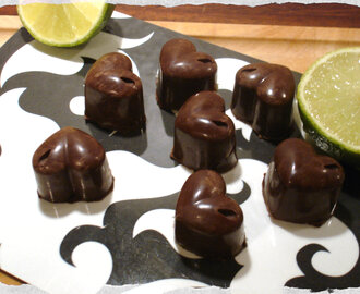 Homemade chocolates with white chocolate/lime filling