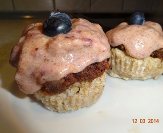 Jordbærmuffins - min sunde version med chokolade/nutella creme