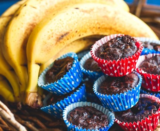 Chokolade banan muffins uden mel, smør, sukker og æg