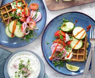 Falafelvaffel med lækker topping