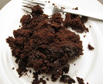 "Chokoladekage i en kop på 5 minutter." Men på min egen måde.