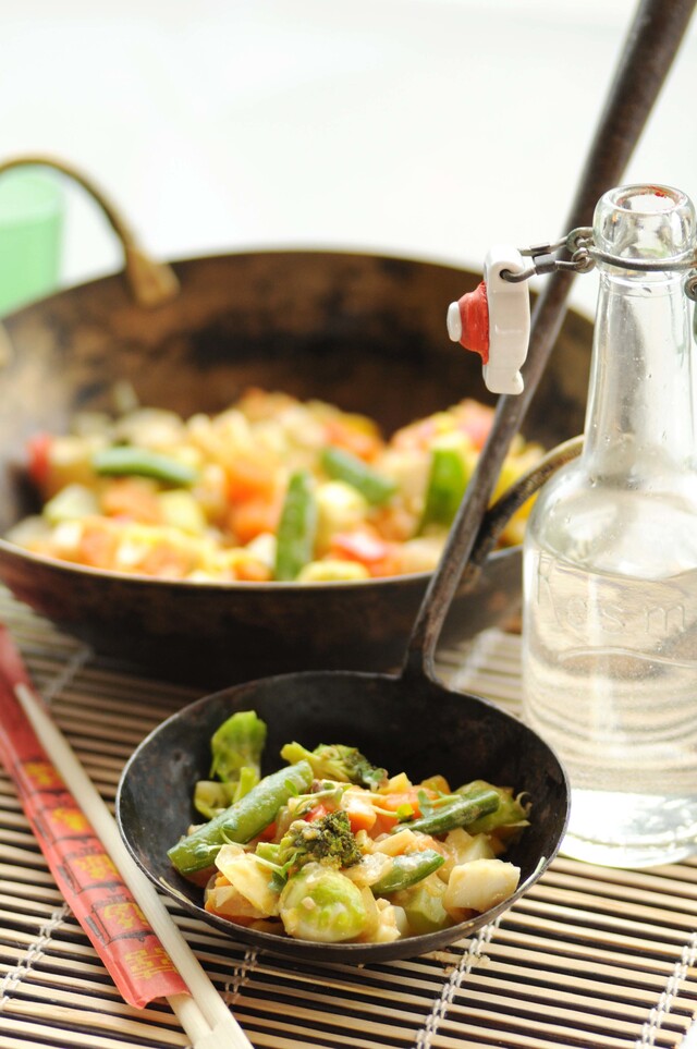 grøntsager i rød thaicurry