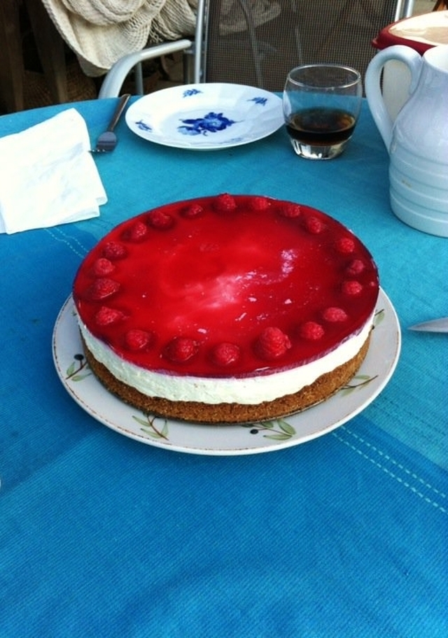 Cheesecake med hindbær