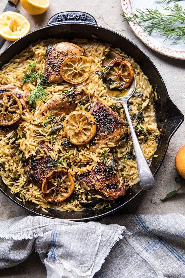 One Skillet Lemon Butter Chicken and Orzo.