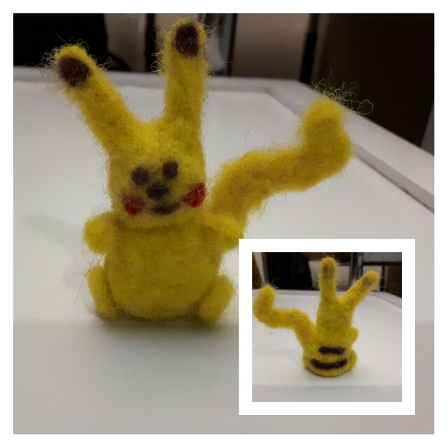 Pikachu muovailtuna ja huovutettuna