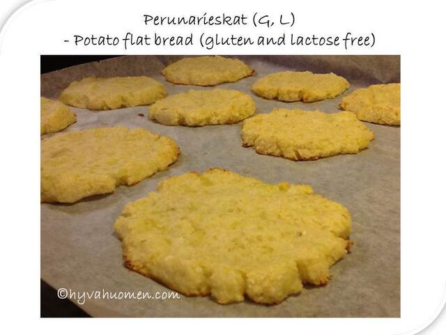 Perunarieskat (G, L, V) – Potato flat breads (gluten and lactose free, vegan)
