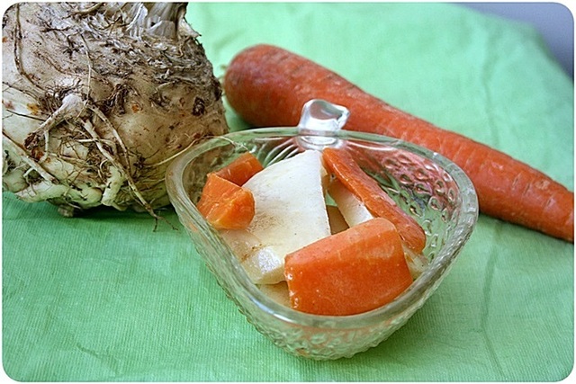 Sitruksinen selleri-porkkanalisäke /salaatti ja muitakin salaatteja