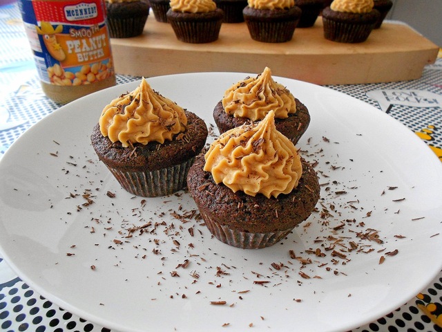 Dark Chocolate Cupcakes with Peanut Butter Frosting