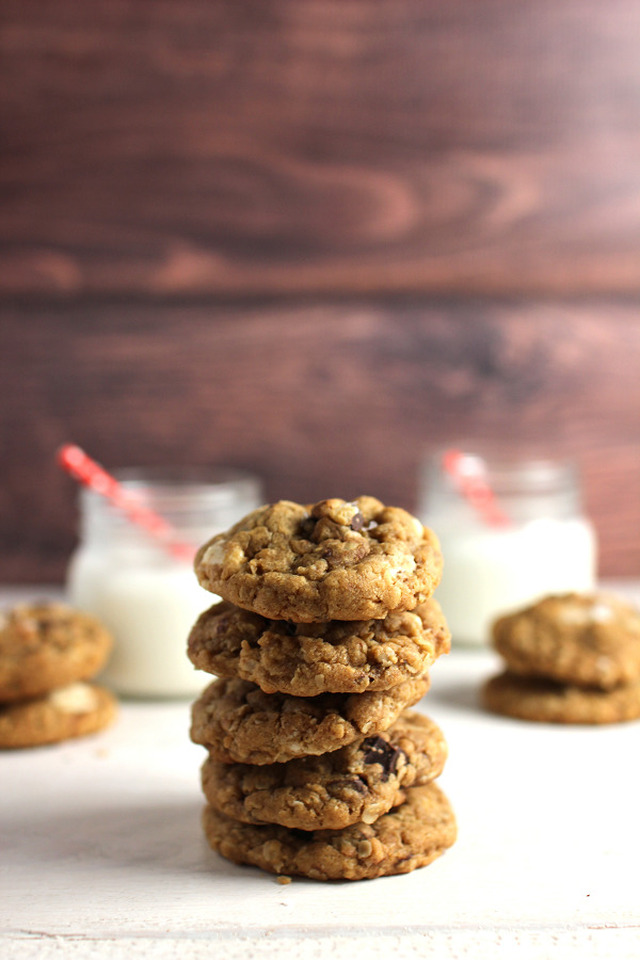Oatmeal chocolate chip cookies with peanut butter