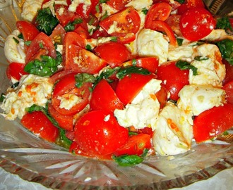 Tomaatti-mozzarella-, Kreikkalainen-, Kanapasta- ja Rosin perunasalaatti