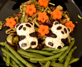 Sweet&sour kaaliwokki ja panda-onigirit