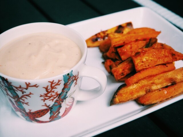 Bataattiranskalaiset ja home made majoneesi (paleo)