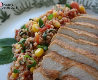 Mikrotettu couscous featuring sitruunamelissa