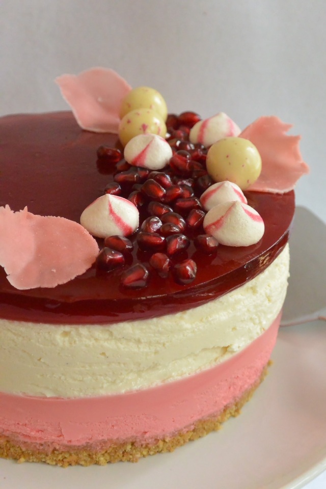 Pomegranate-Rose Water Cheesecake
