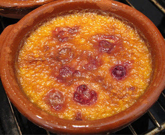Crème brûlée med bringebær