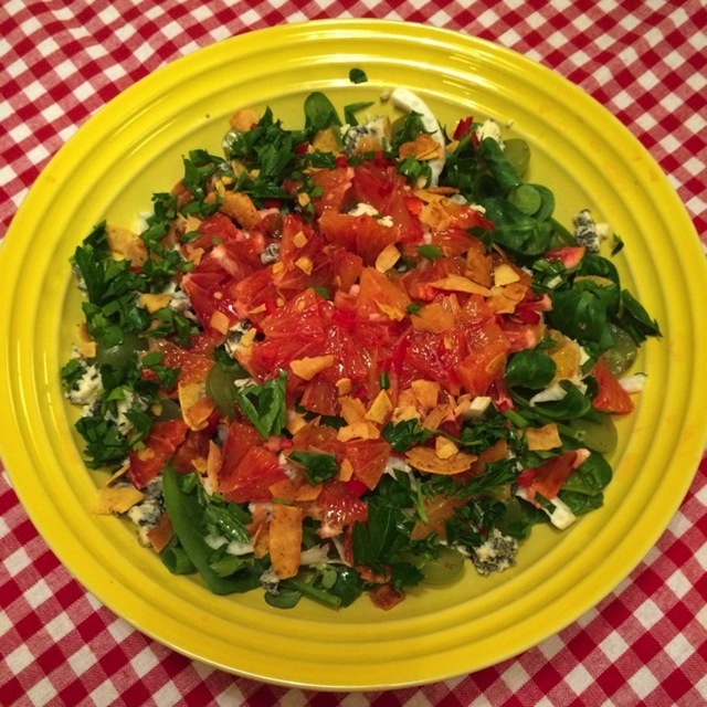 Salat med blodappelsin og blåmuggost