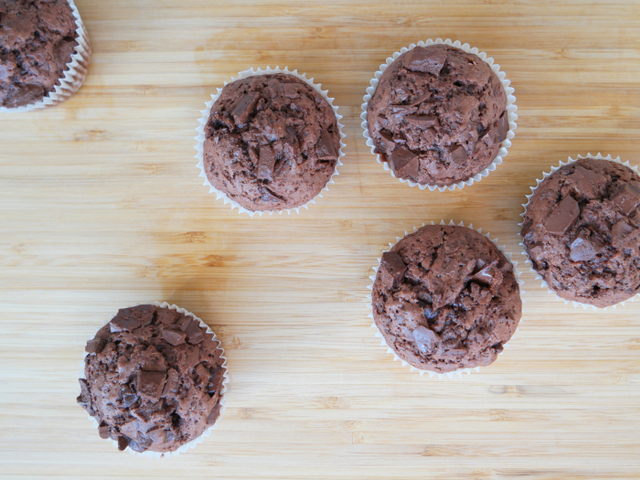 Mørke chocolate chip muffins oppskrift