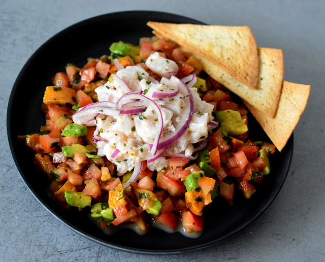 Ceviche med skrei og søtpotet