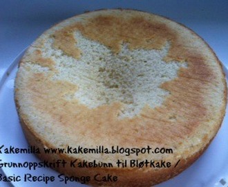Grunnoppskrift Kakebunn til Bløtkake / Basic Recipe Sponge Cake