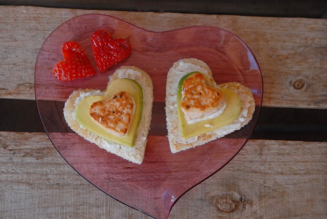 Valentinestapas;Mini Lakseburger hjerter - Mini corazones de salmon