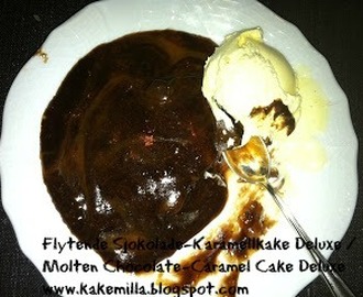 Flytende Sjokolade-Karamellkake Deluxe / Molten Chocolate-Caramel Cake Deluxe