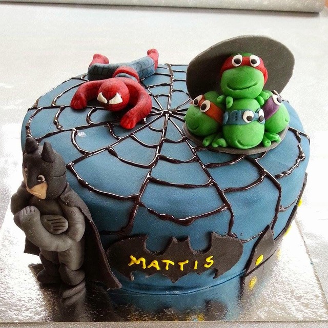 Spiderman-Nija turtles-Batman-kake