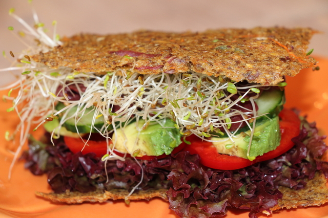 Raw sandwich – Løk & gulrotbrød med pestokrem