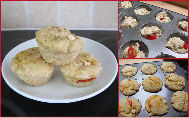 Egenkomponert tomat og feta muffins