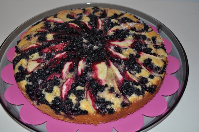 Eple / blåbær kake