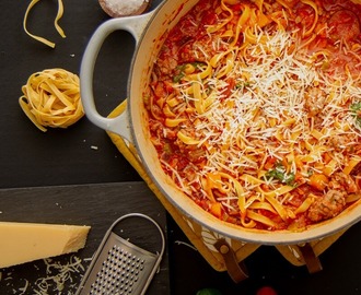 One pot pasta med kjøttsaus og chorizo | Det glade kjøkken
