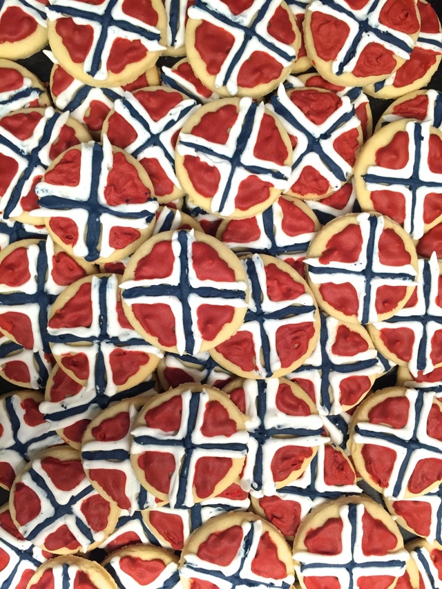 17 mai cookies i rødt, hvitt og blått