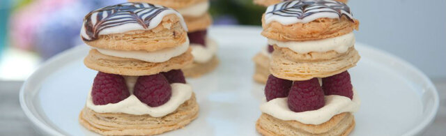 Napoleonskake med Bringebær og Sjokolade