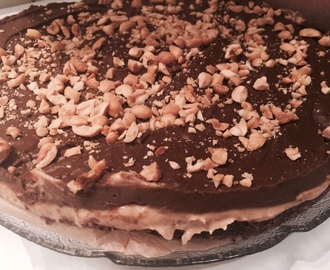 Nyt en skikkelig nam «no-bake» kake – Peanøtt og sjokoladekake, ren plantebasert uten gluten, sukker og melk!