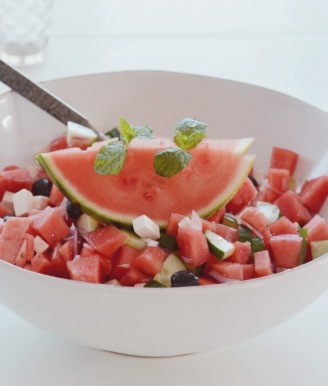 salat med vannmelon og fetaost
