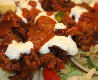 Kebab med chili- og yoghurtsaus
