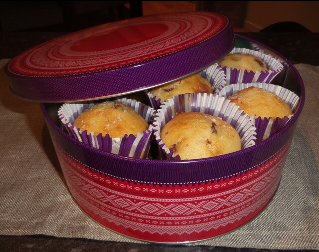 Saftige muffins med sjokolade og kjeks