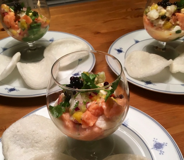 Ceviche med laks og torsk