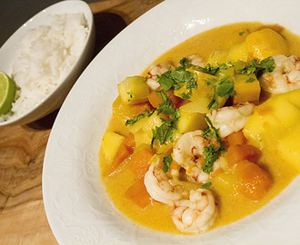 Thai curry med reker, mango og søtpotet